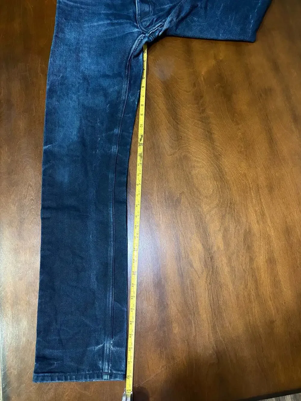 GUSTIN Mens Slim Fit Raw Jeans Size 32x32 California Sewn Dark Wash Selvedge